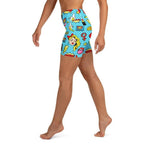Blue Pop Art Pattern Yoga Shorts