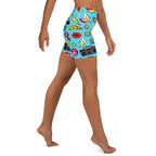 Blue Pop Art Pattern Yoga Shorts