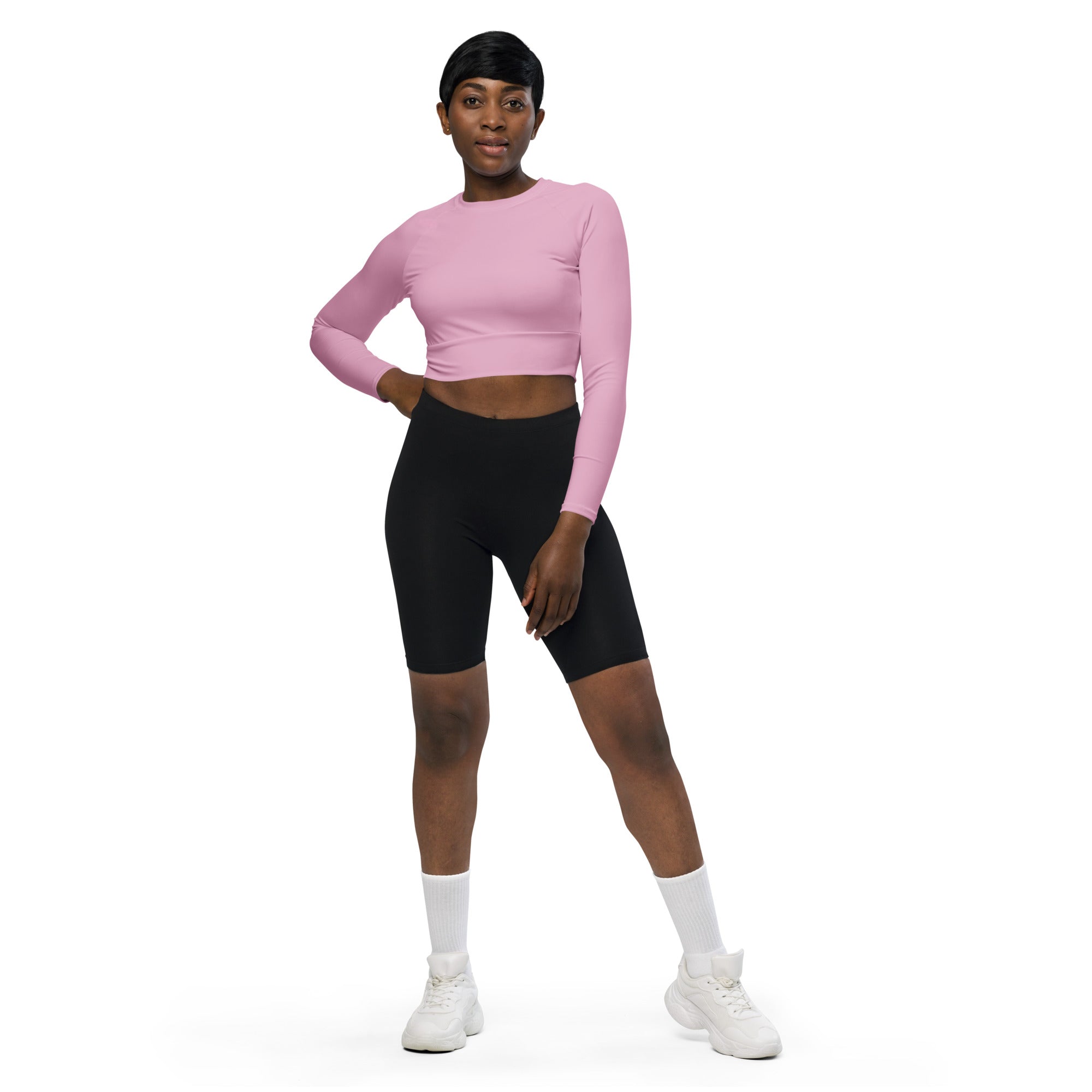 Blush Pink Recycled Long-sleeve Crop Top