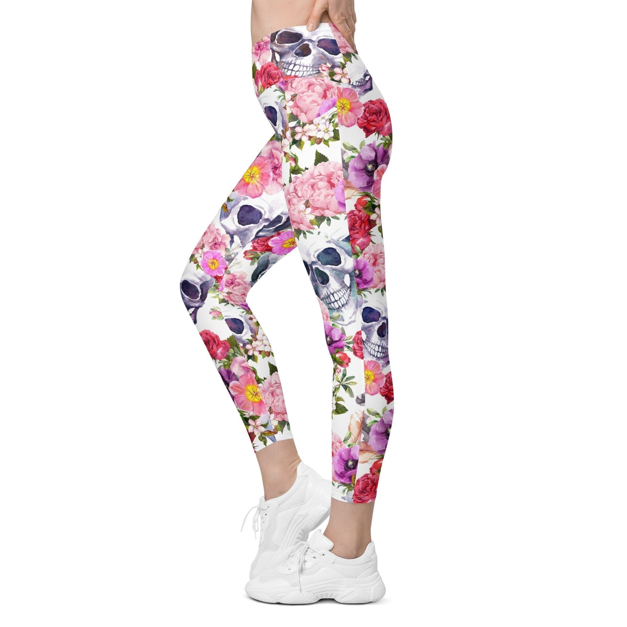 Boho Skull Crossover Leggings With Pockets