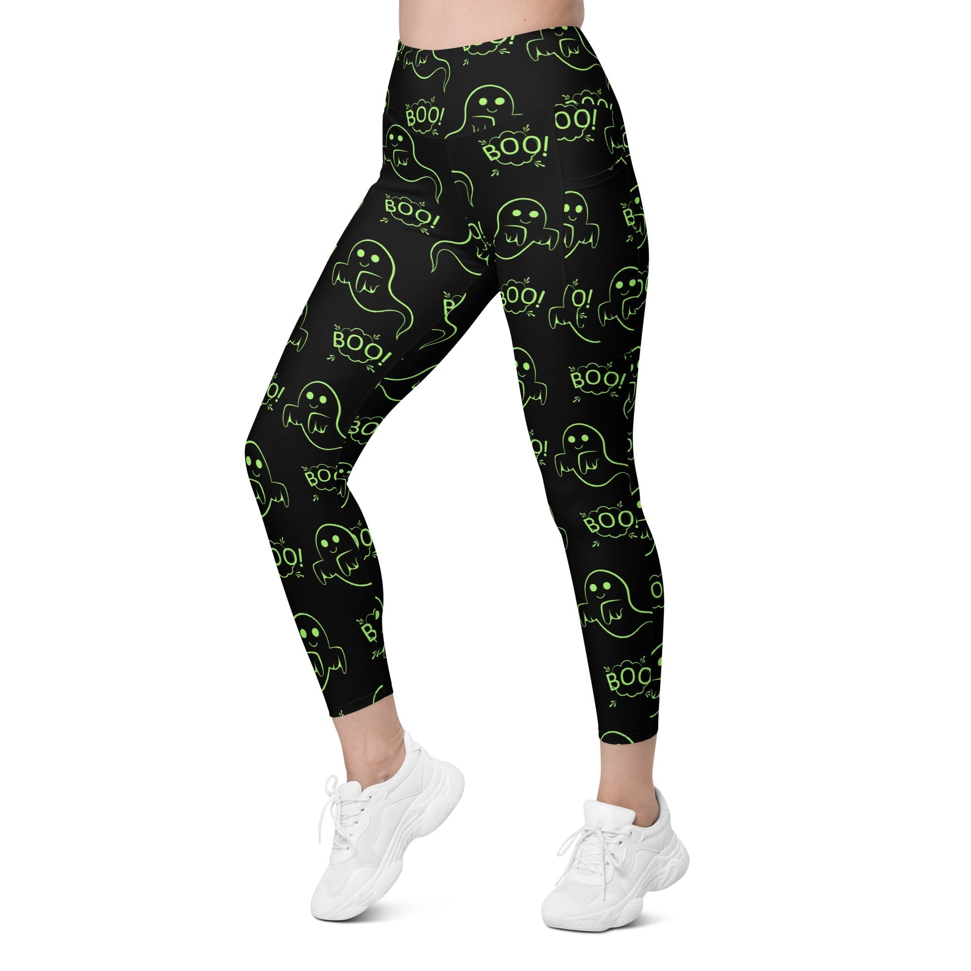 Boo Halloween Ghost Leggings With Pockets
