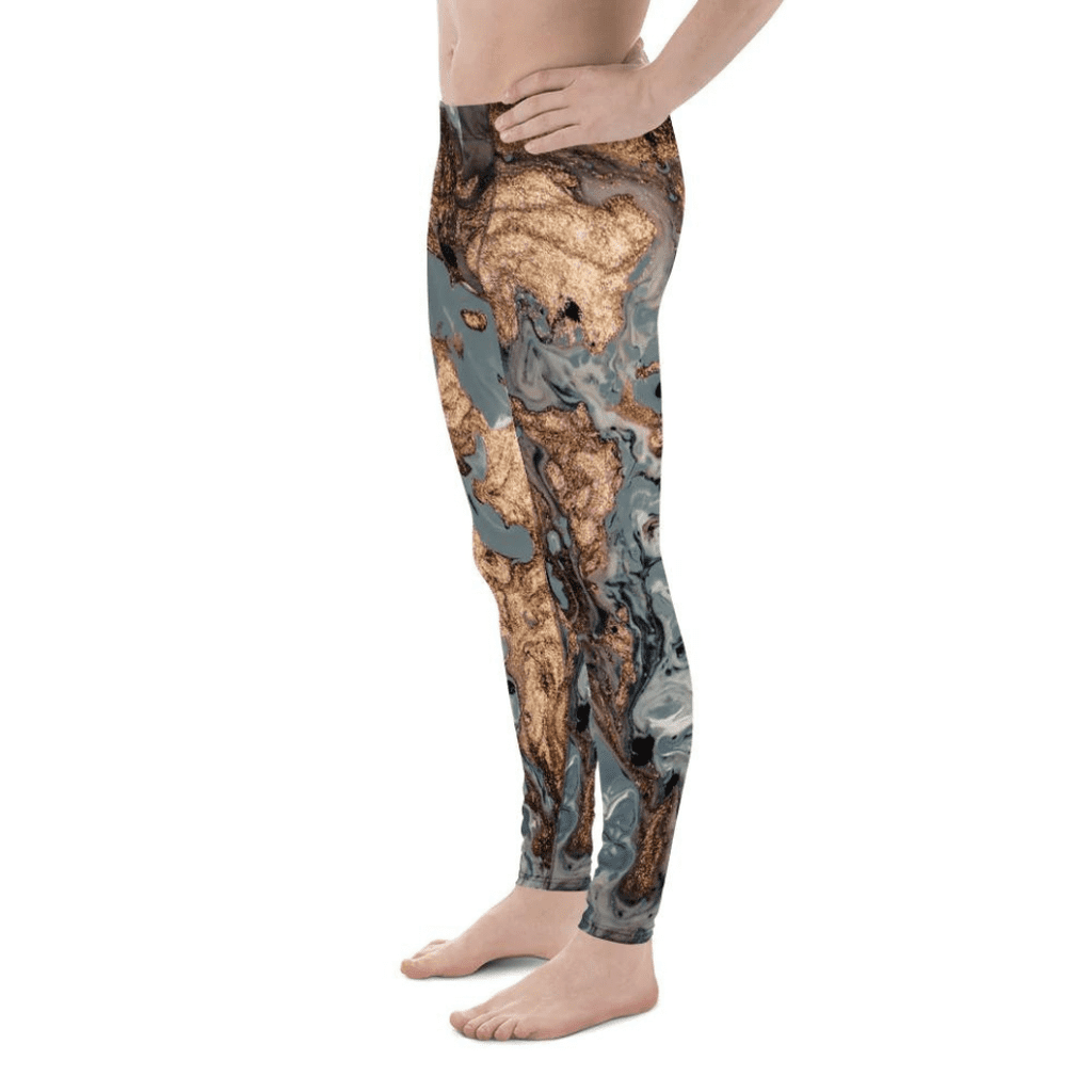 Bronze Marble Print Men's Leggings