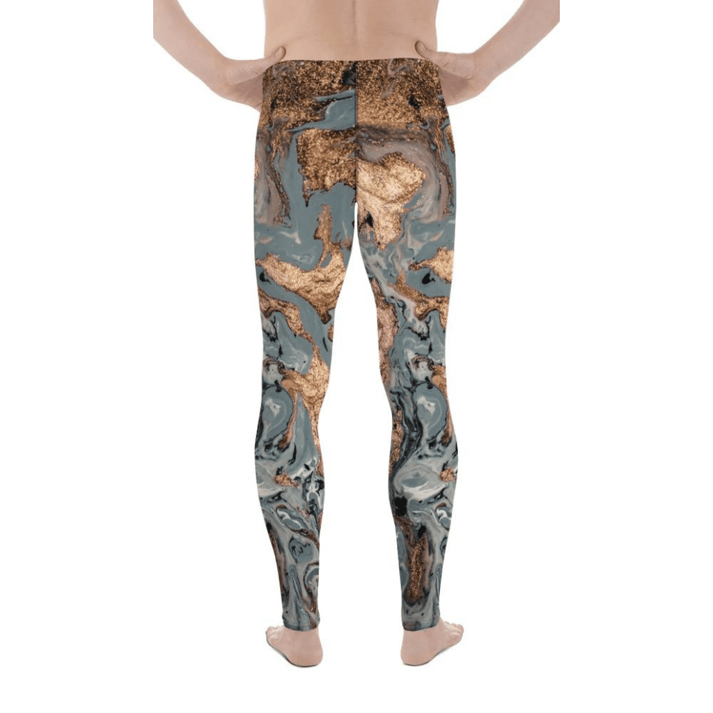 Bronze Marble Print Men's Leggings