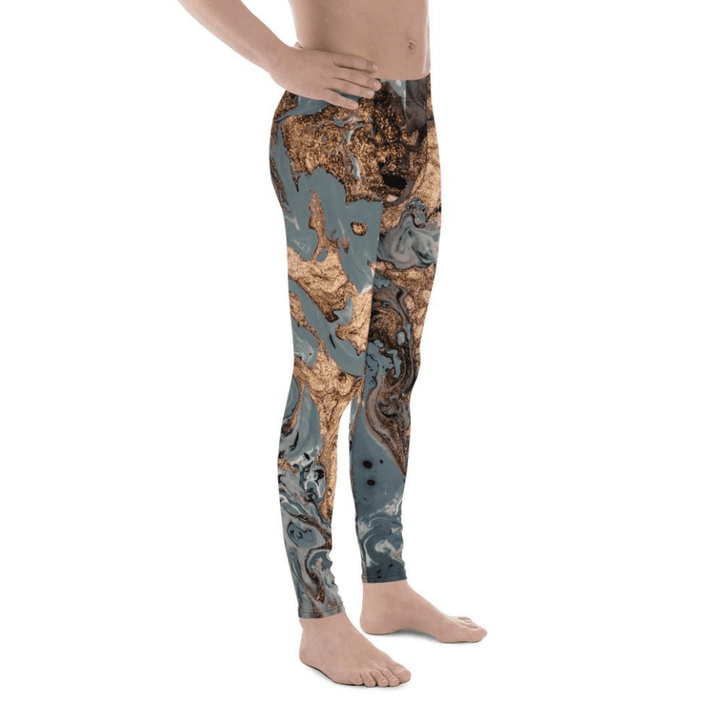 Bronze Marble Print Men's Leggings