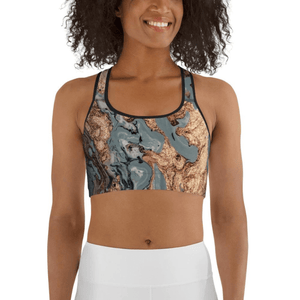 Bronze Marble Print Sports Bra
