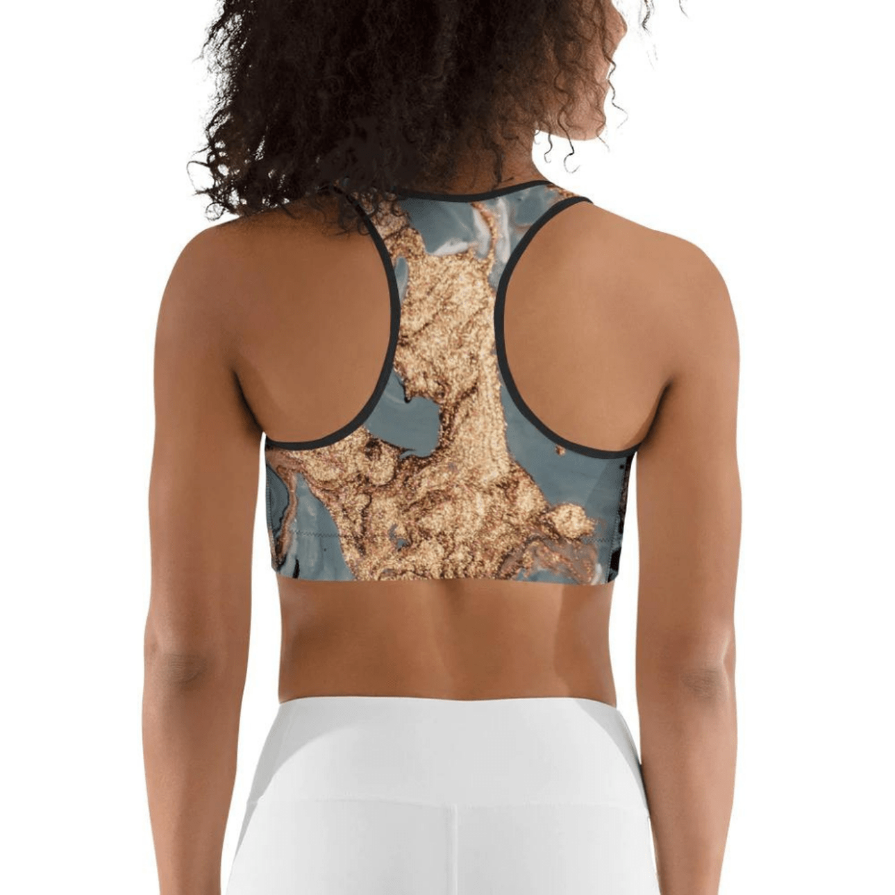 Bronze Marble Print Sports Bra