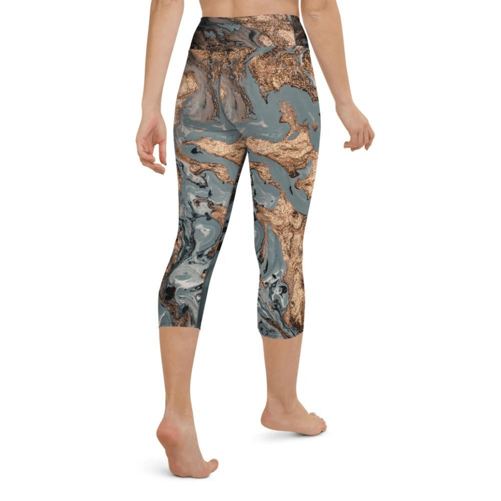 Bronze Marble Print Yoga Capris