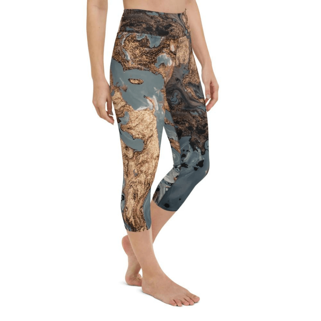 Bronze Marble Print Yoga Capris