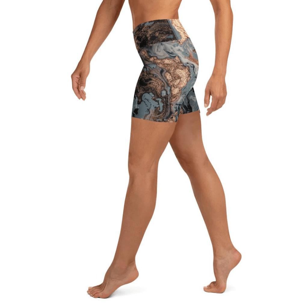 Bronze Marble Print Yoga Shorts