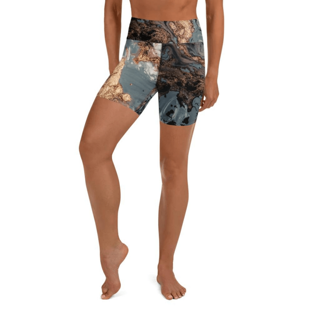 Bronze Marble Print Yoga Shorts