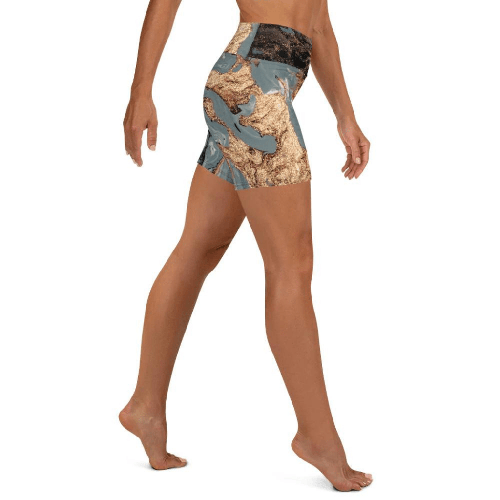 Bronze Marble Print Yoga Shorts