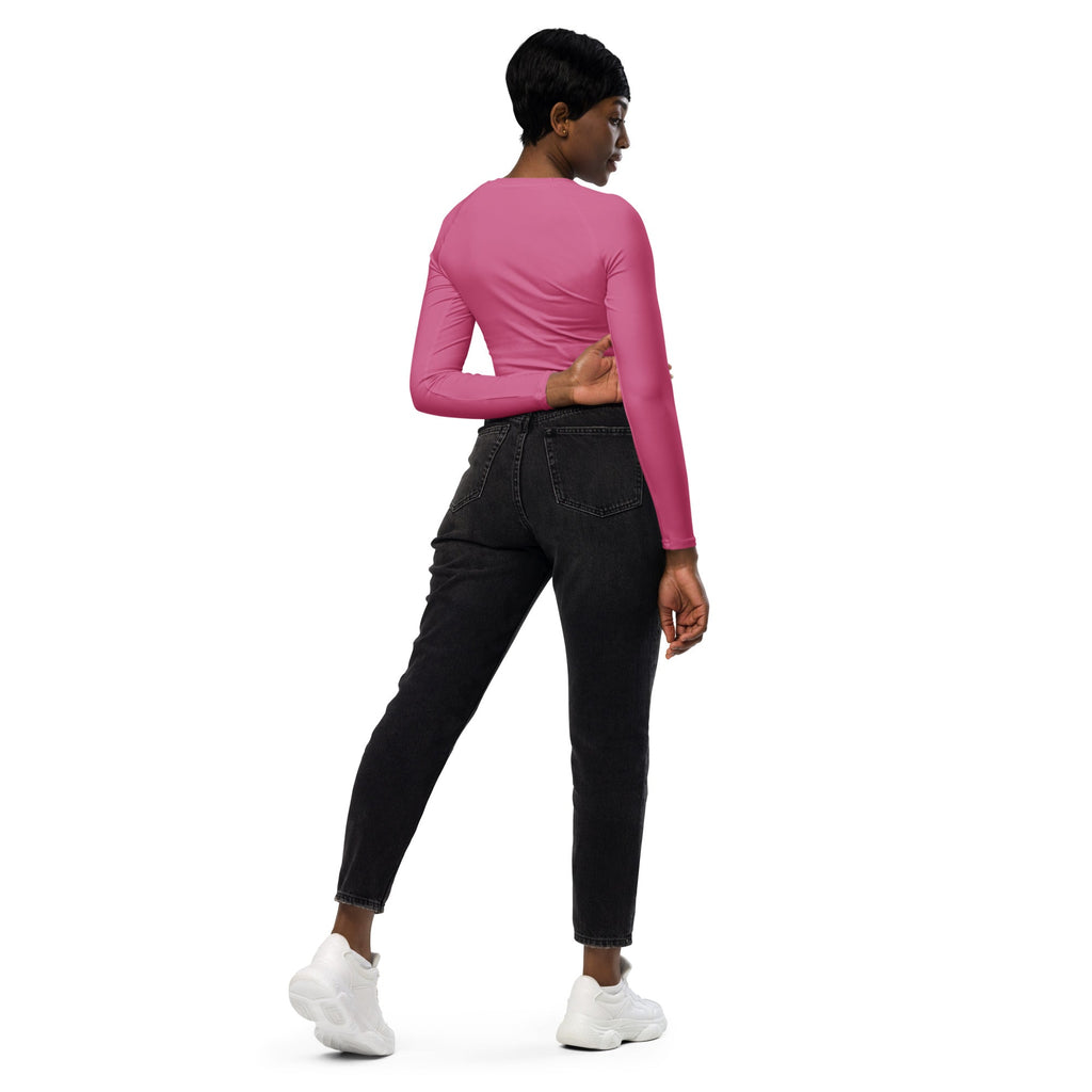 Bubblegum Pink Recycled Long-sleeve Crop Top