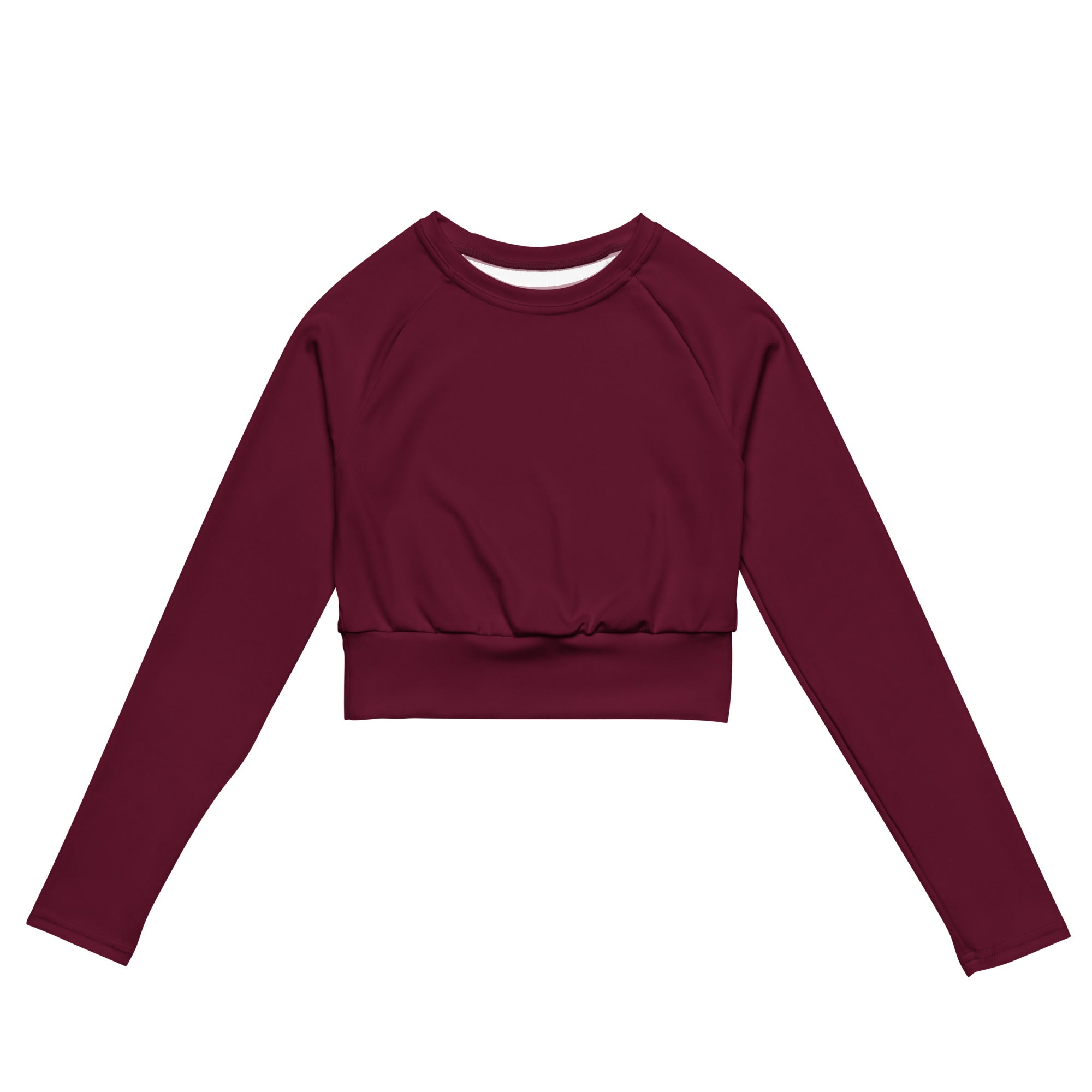 Burgundy Wine Recycled Long-sleeve Crop Top
