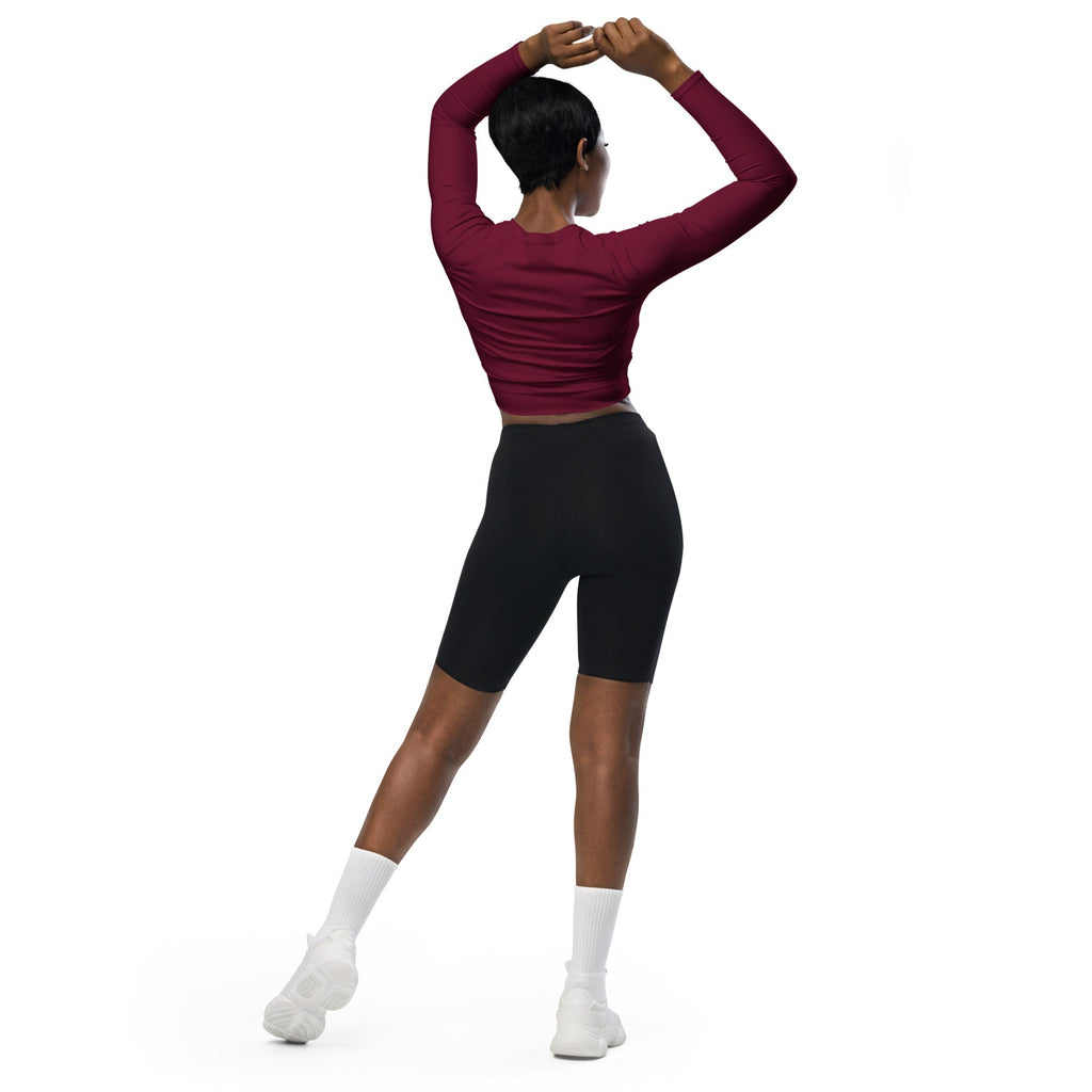Burgundy Wine Recycled Long-sleeve Crop Top