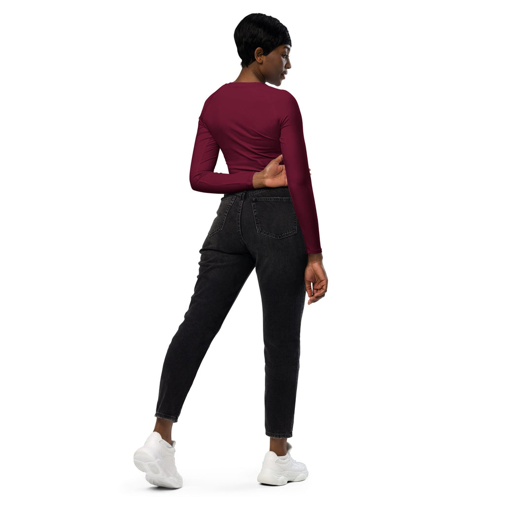 Burgundy Wine Recycled Long-sleeve Crop Top