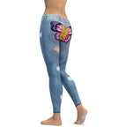 Butterfly Denim Print Leggings