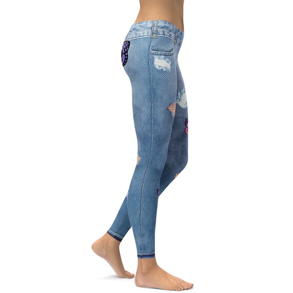 Denim print leggings deals