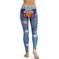 Butterfly Denim Print Leggings