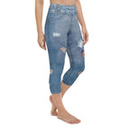 Butterfly Denim Print Yoga Capris