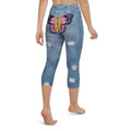 Butterfly Denim Print Yoga Capris
