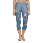 Butterfly Denim Print Yoga Capris