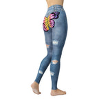 Butterfly Denim Print Yoga Leggings