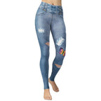 Butterfly Denim Print Yoga Leggings