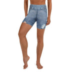 Butterfly Denim Print Yoga Shorts