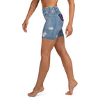Butterfly Denim Print Yoga Shorts
