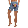 Butterfly Denim Print Yoga Shorts