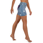 Butterfly Denim Print Yoga Shorts