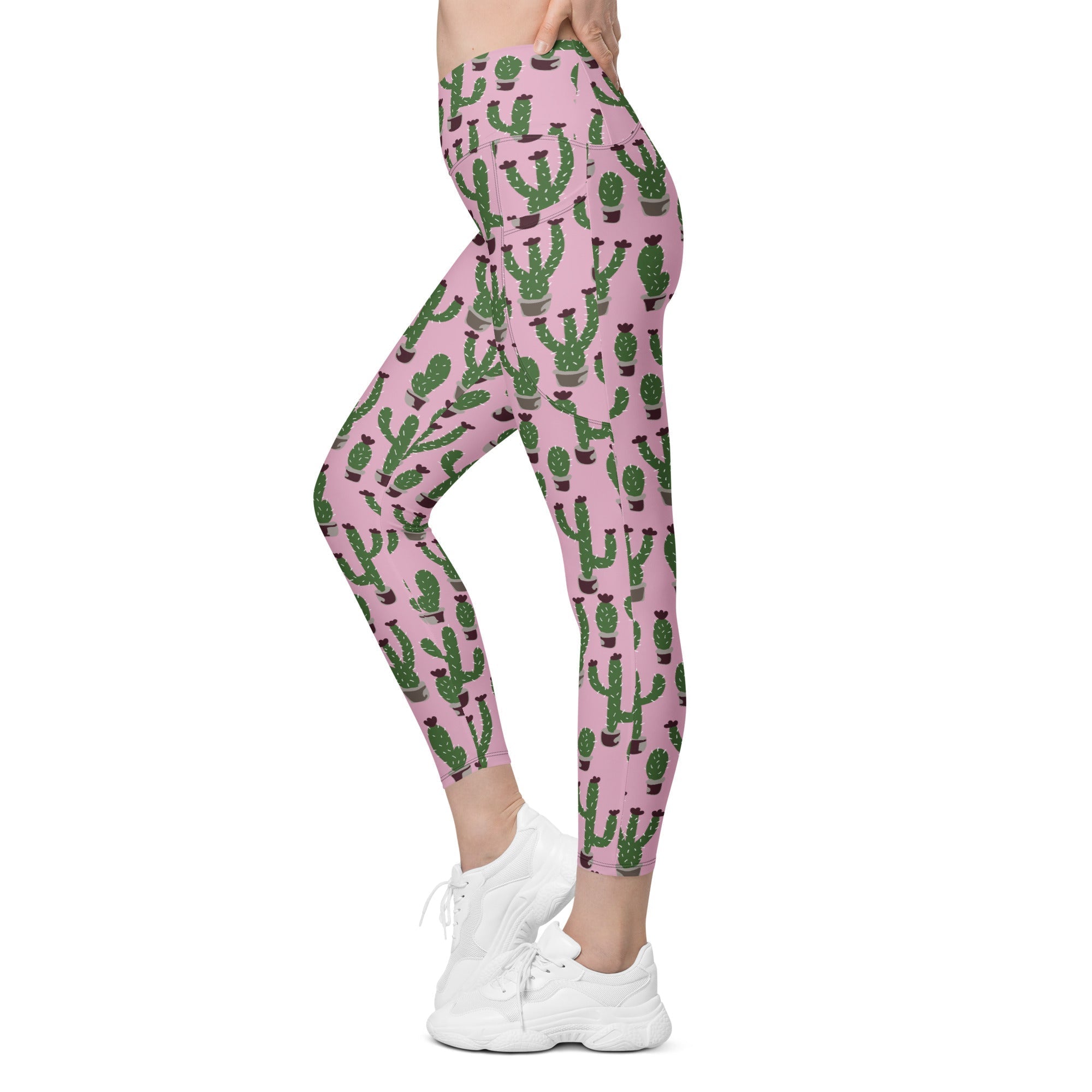 Cactus Love Crossover Leggings With Pockets