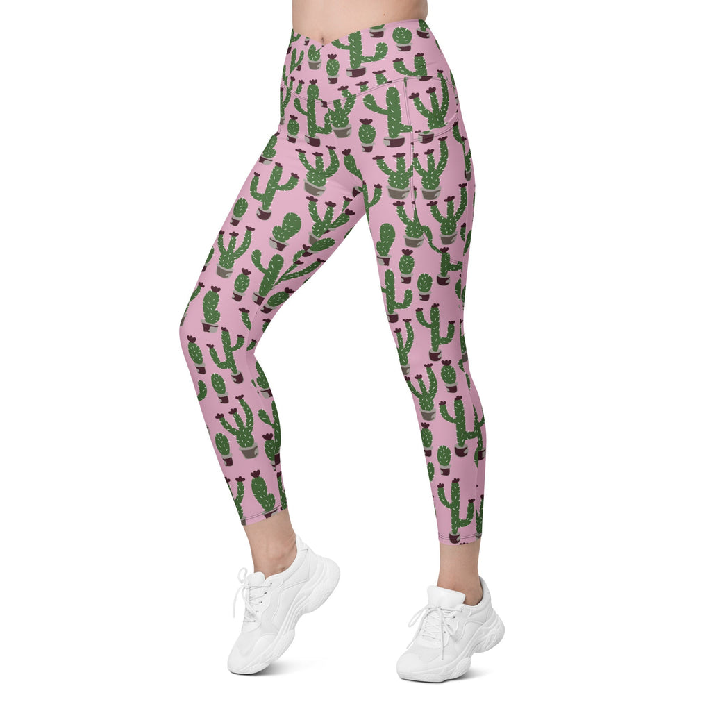 Cactus Love Crossover Leggings With Pockets