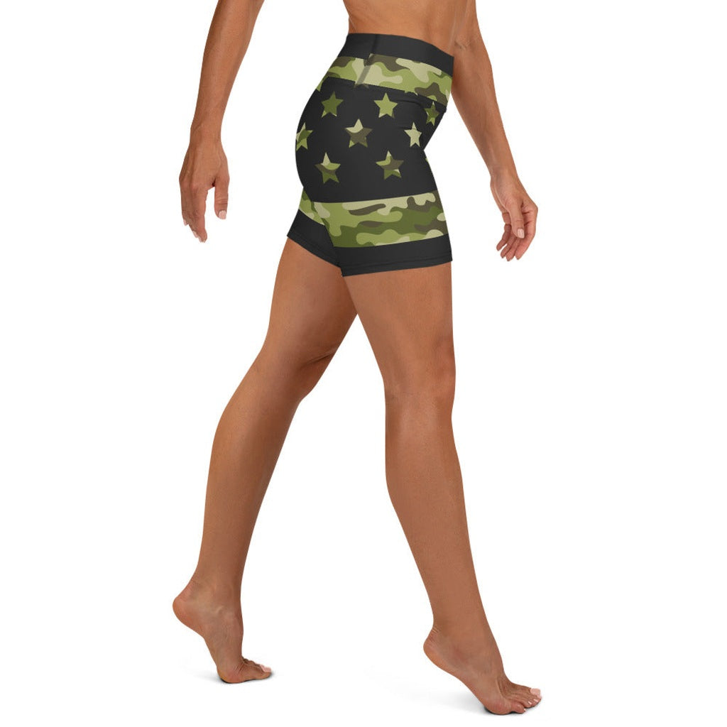 Camo Patriotic Yoga Shorts
