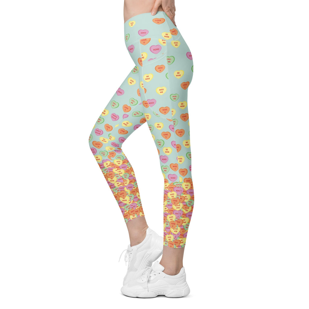 Candy Hearts Crossover Leggings With Pockets