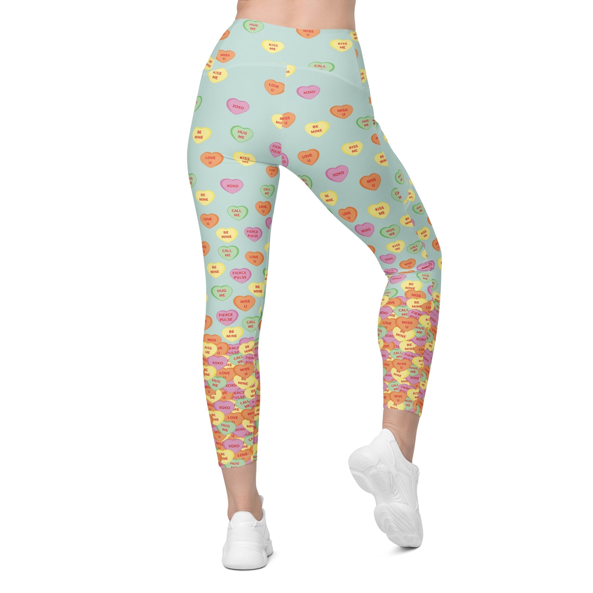 Candy Hearts Crossover Leggings With Pockets