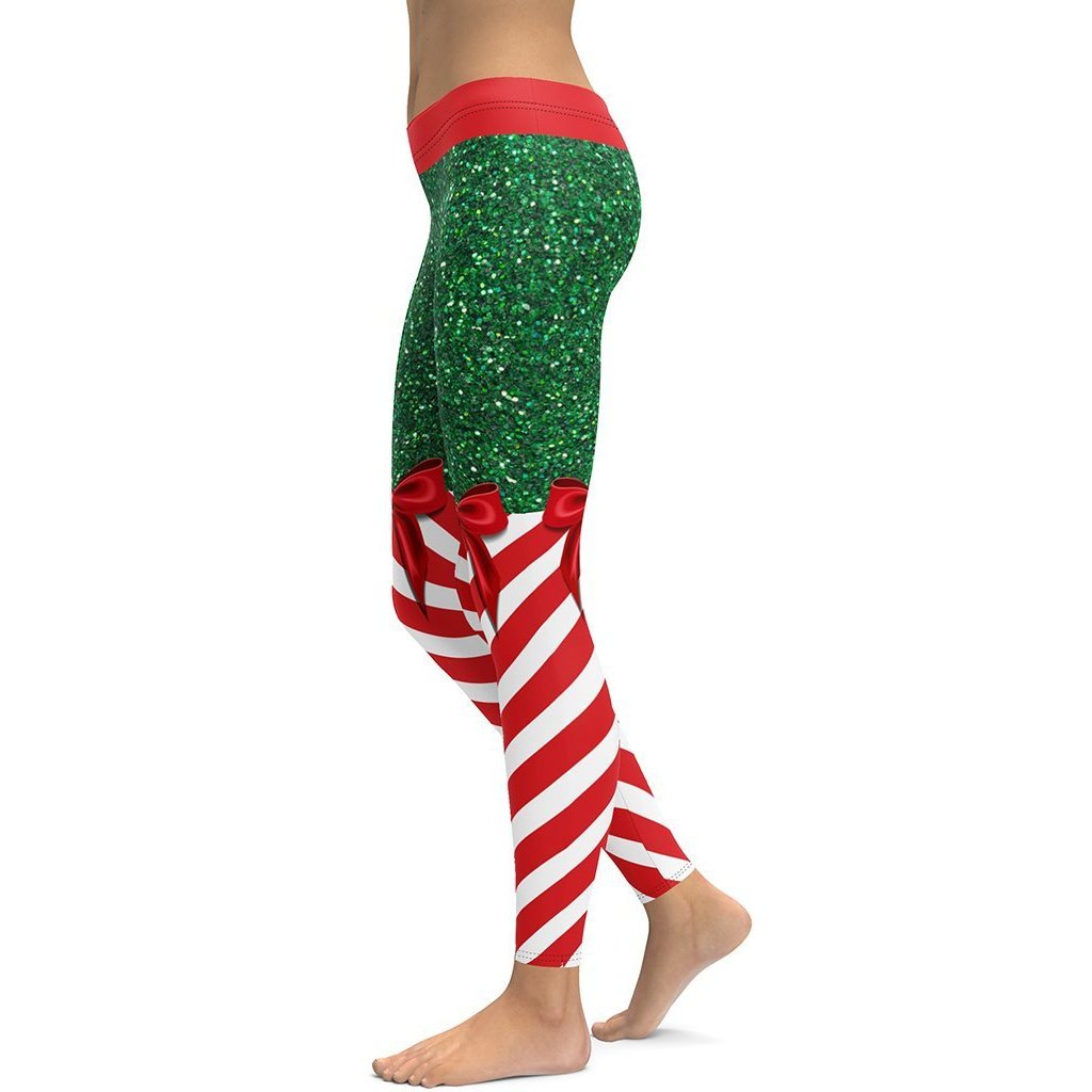 Candy Stripe Christmas Leggings - FiercePulse - Premium Workout Leggings - Yoga Pants