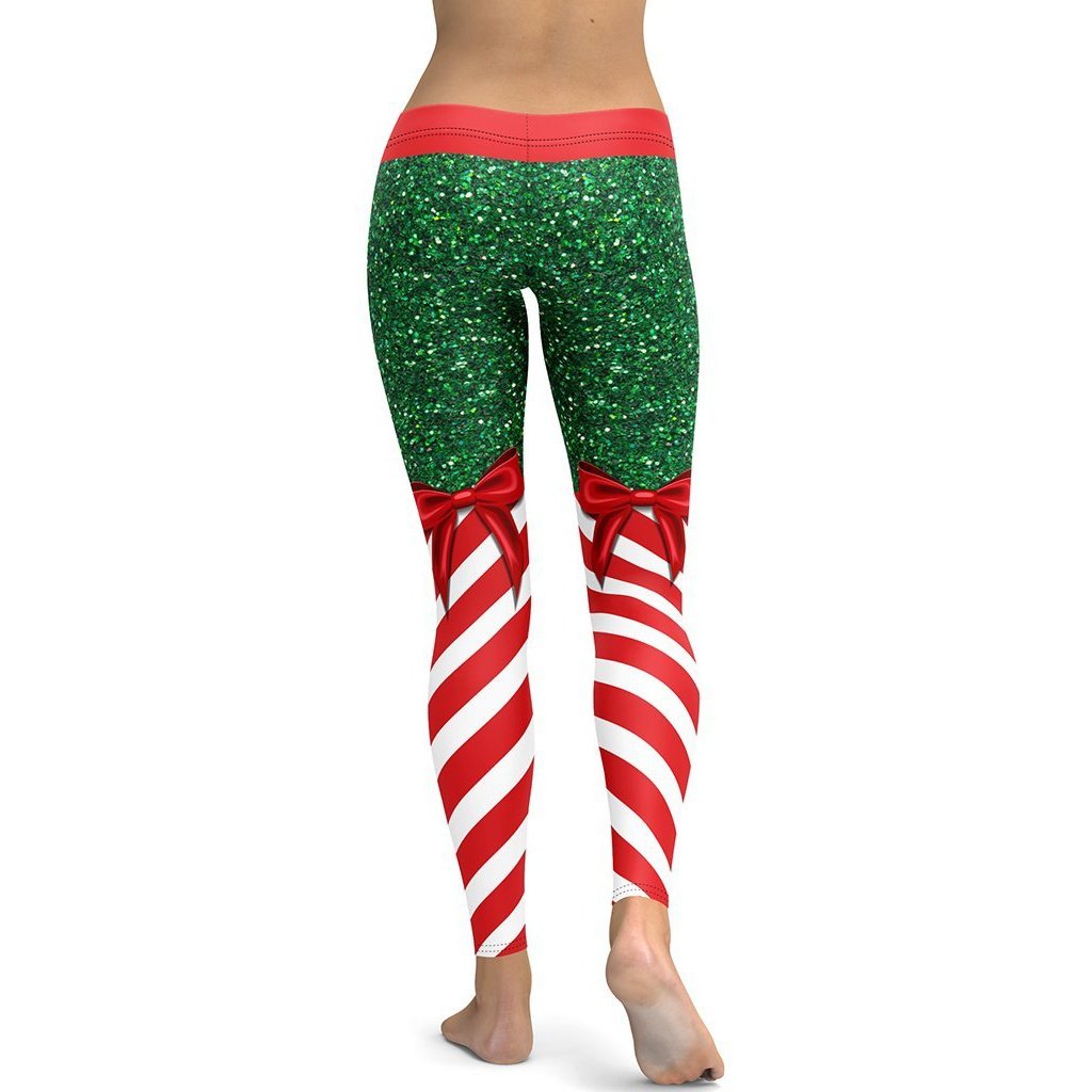 Candy Stripe Christmas Leggings - FiercePulse - Premium Workout Leggings - Yoga Pants