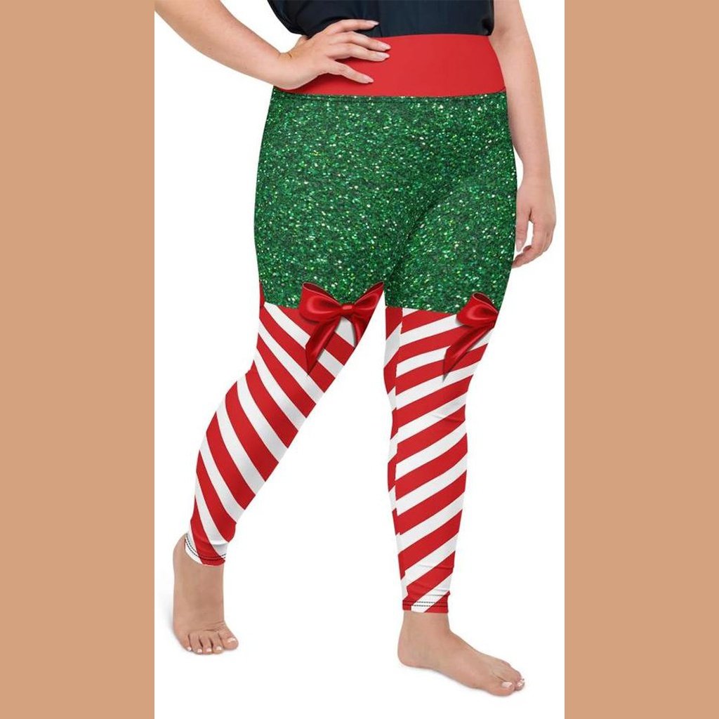 Candy Stripe Christmas Plus Size Leggings Women s Christmas Outfits FIERCEPULSE