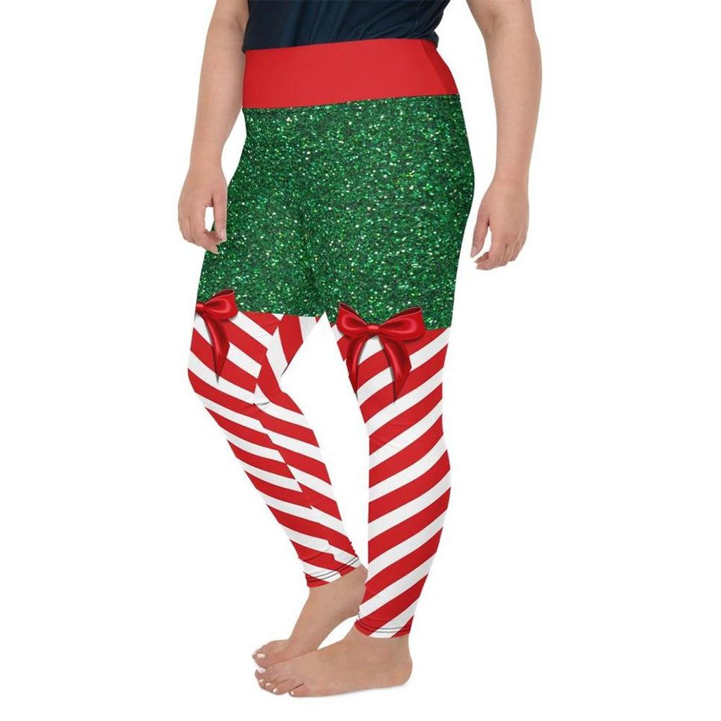 Candy Stripe Christmas Plus Size Leggings Women s Christmas Outfits FIERCEPULSE