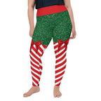 Candy Stripe Christmas Plus Size Leggings - FiercePulse - Premium Workout Leggings - Yoga Pants