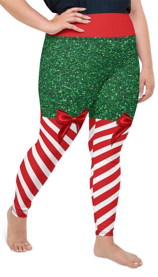 Candy Stripe Christmas Plus Size Leggings