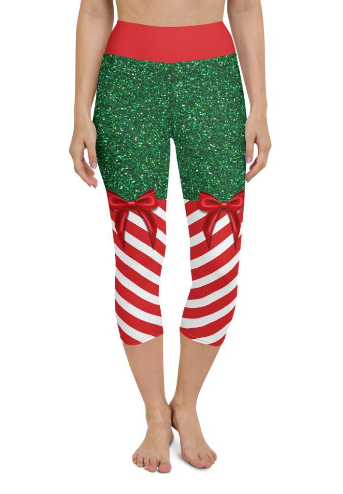 Candy Stripe Christmas Yoga Capris