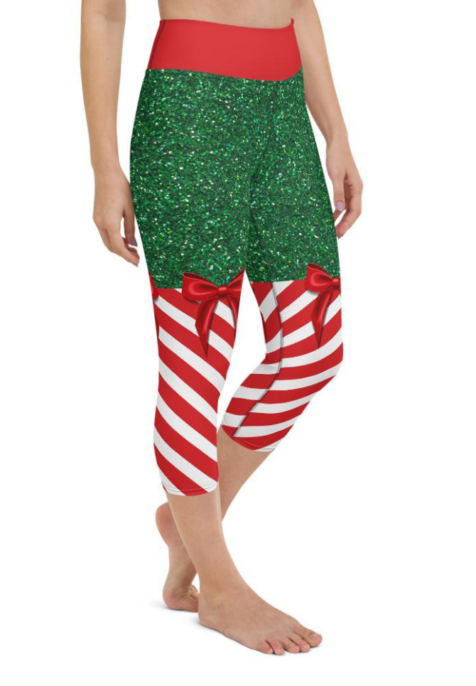 Candy Stripe Christmas Yoga Capris