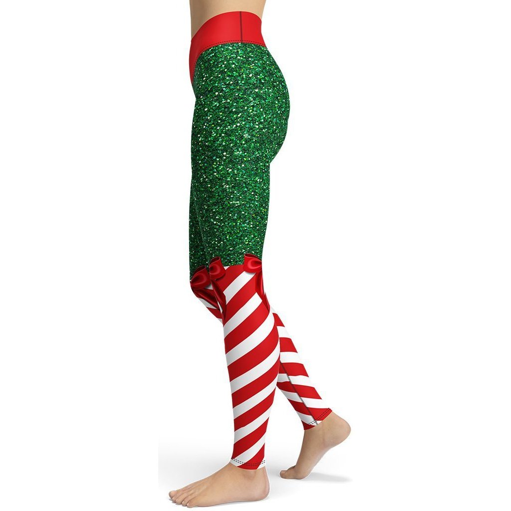 Candy Stripe Christmas Yoga Leggings - FiercePulse - Premium Workout Leggings - Yoga Pants