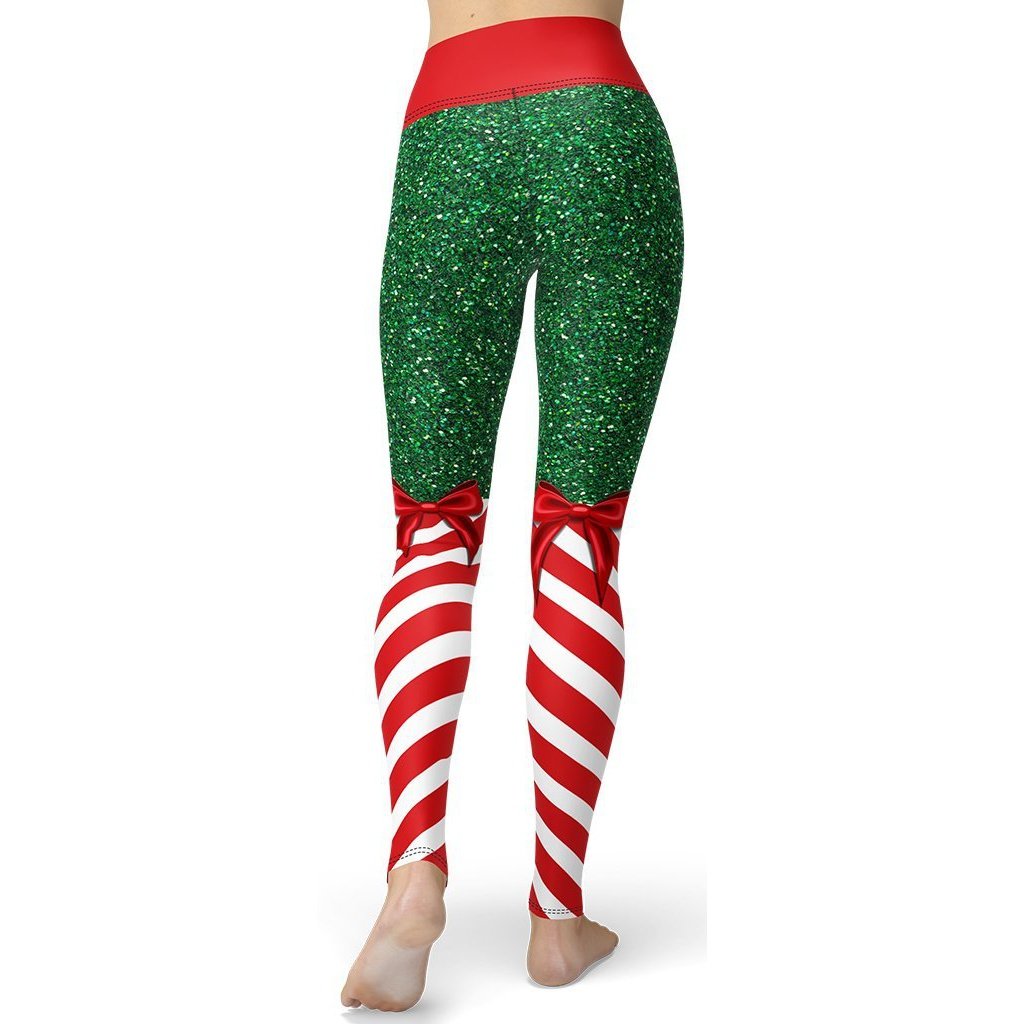 Candy Stripe Christmas Yoga Leggings - FiercePulse - Premium Workout Leggings - Yoga Pants