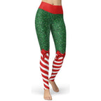 Candy Stripe Christmas Yoga Leggings - FiercePulse - Premium Workout Leggings - Yoga Pants