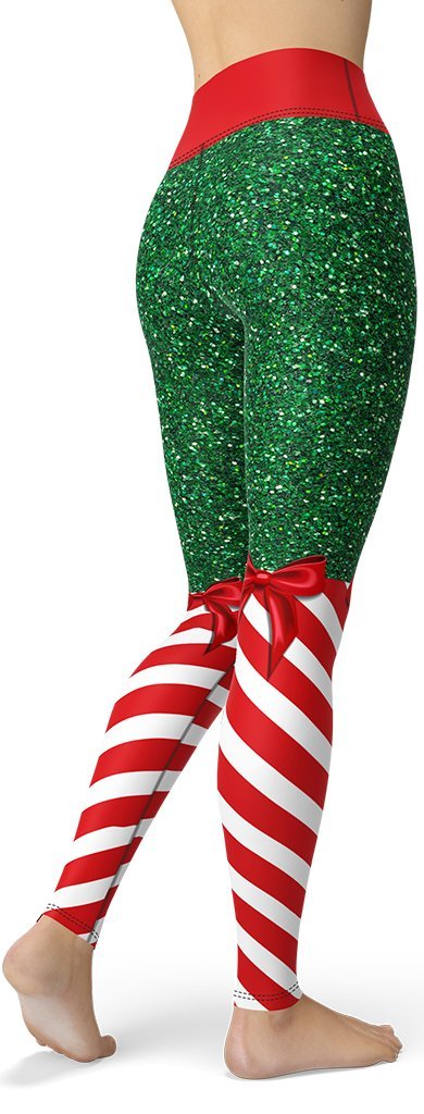Candy Stripe Christmas Yoga Leggings
