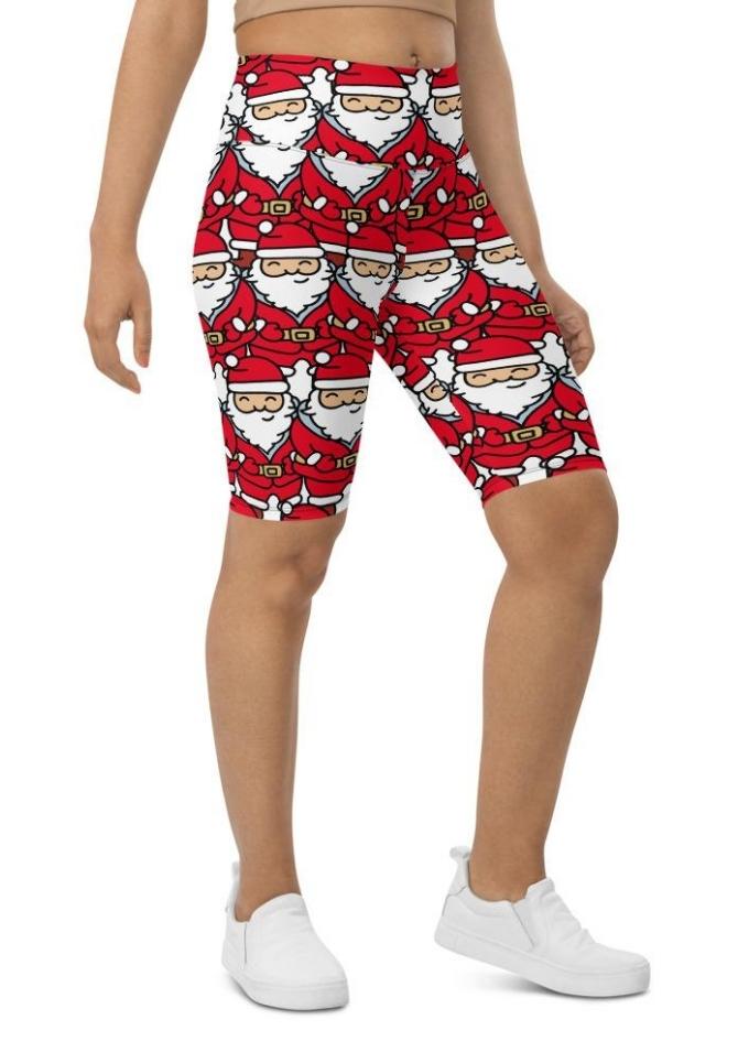 Cartoon Santa Biker Shorts