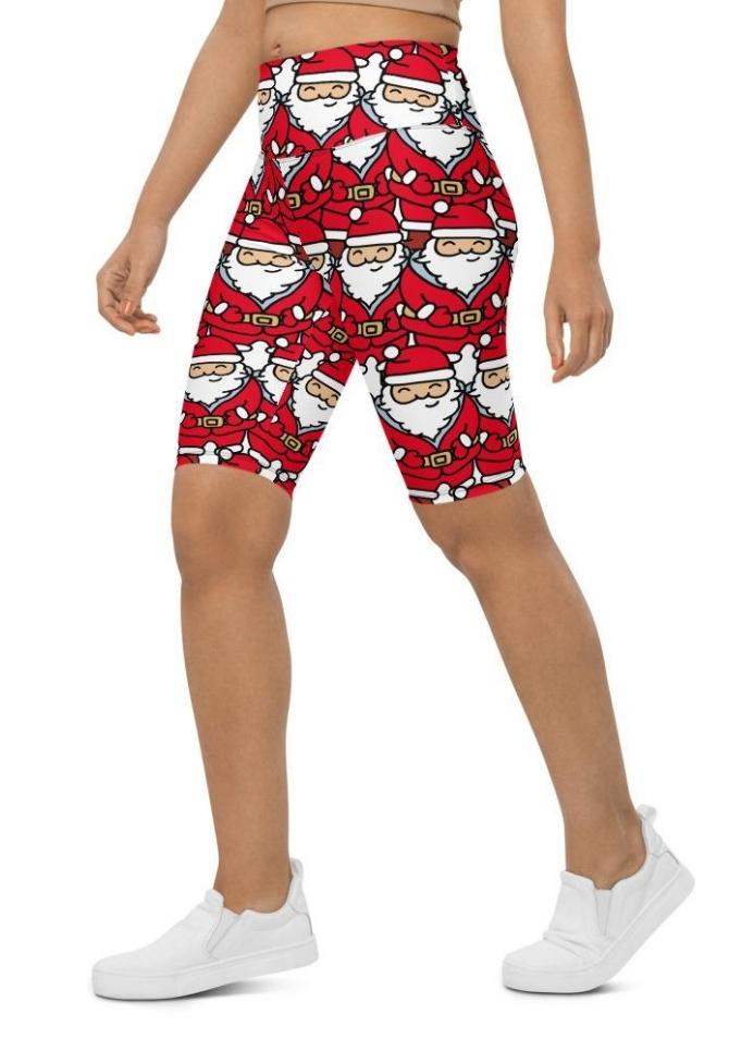 Cartoon Santa Biker Shorts